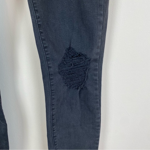 L'AGENCE Margot High-Rise Skinny Ankle Jeans in Coal Destruct - Picture 4 of 8